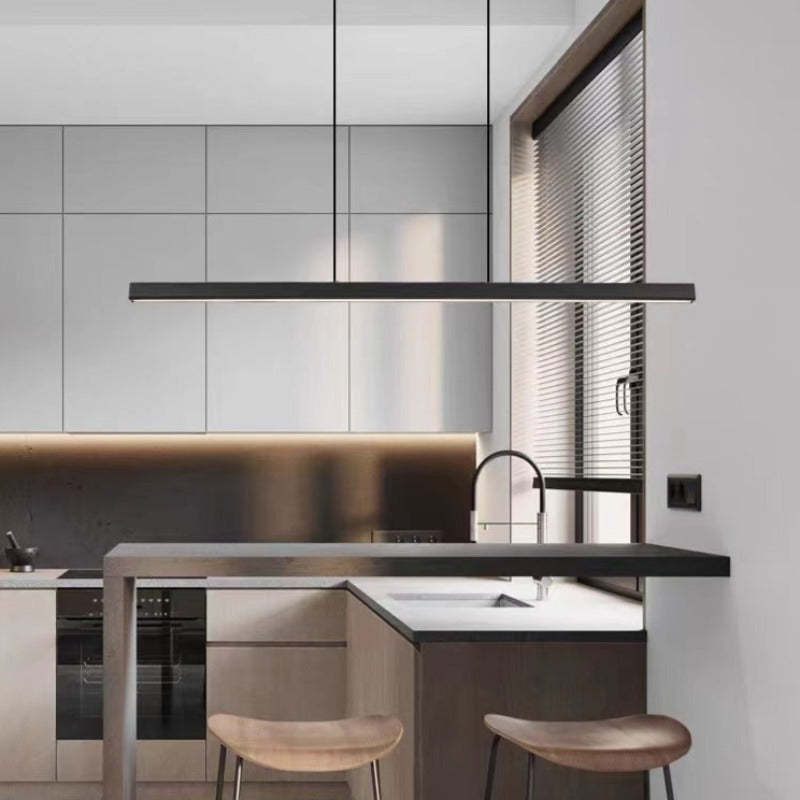 Edge Moderna LED Lampada a Sospensione Metallo Nero/Marrone Lineare