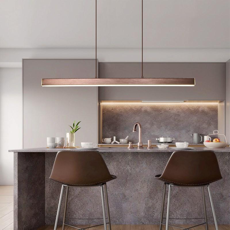 Edge Moderna LED Lampada a Sospensione Metallo Nero/Marrone Lineare