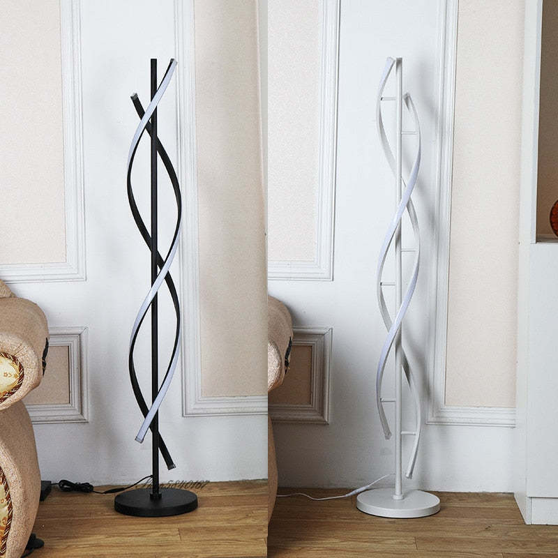 Louise Moderno LED Lineare Acrilico Lampade da Terra Nero/Bianco Spirale Soggiorno/Camera da Letto