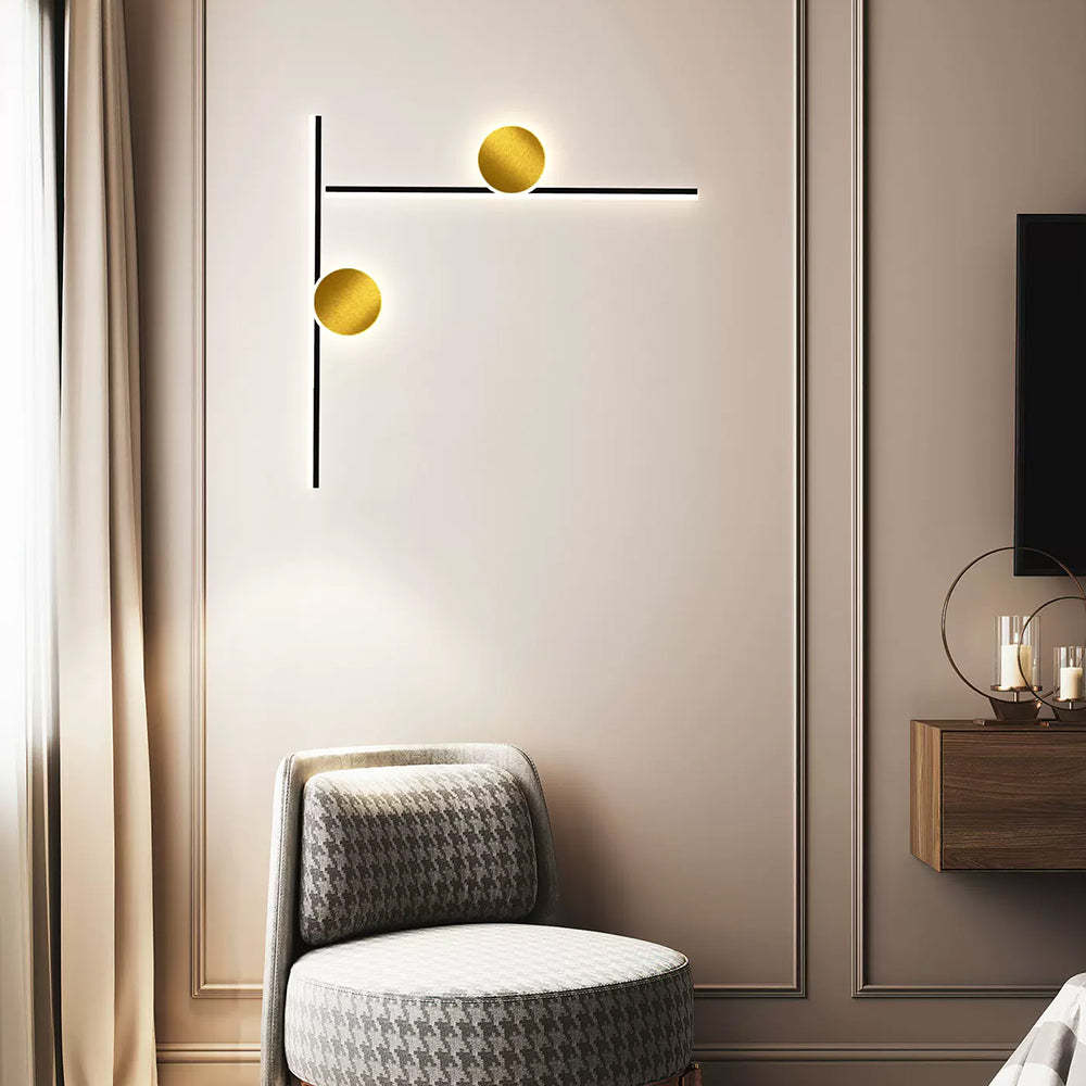 Emyr Moderna Linea Applique Circolare Semplice Oro Acrilico