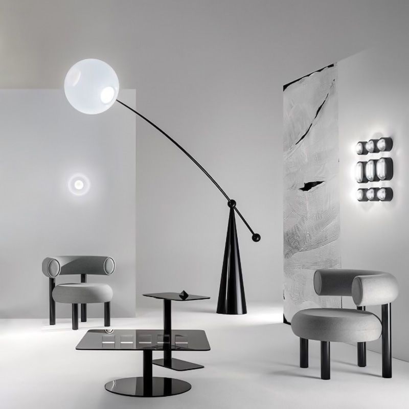 Valentina Moderne Design LED Lampade da Terra Bolla Arco Smerigliato Vetro Soggiorno