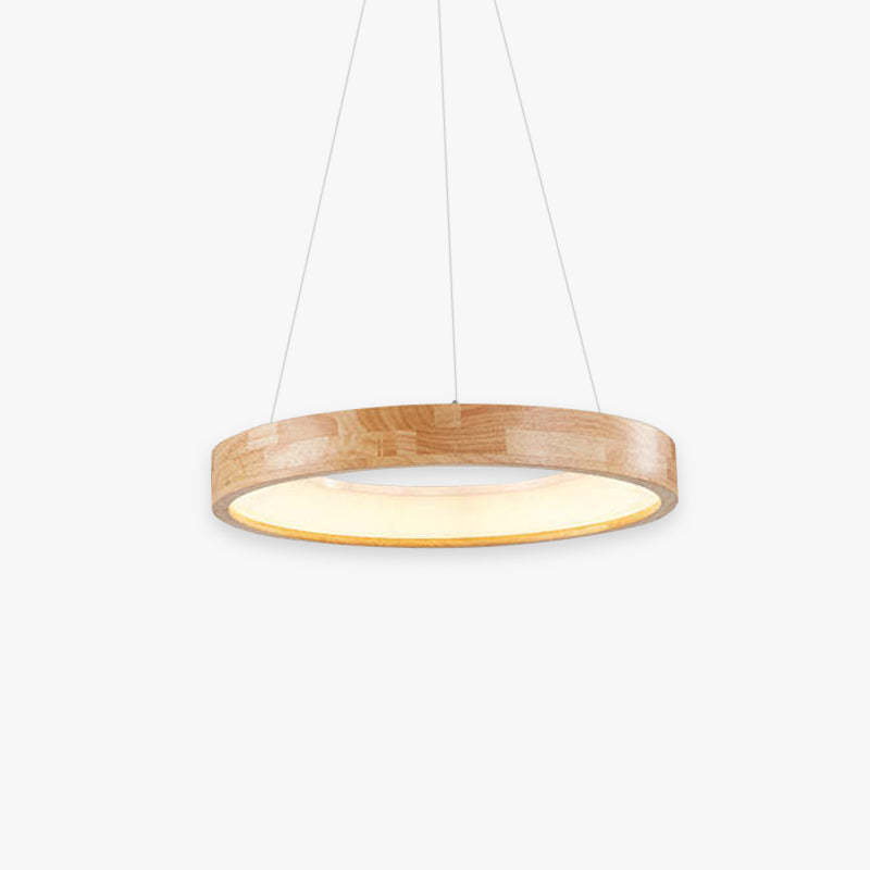 Ozawa Lampade a Sospensione Legno Bianco/Oro Anello Soggiorno Moderne