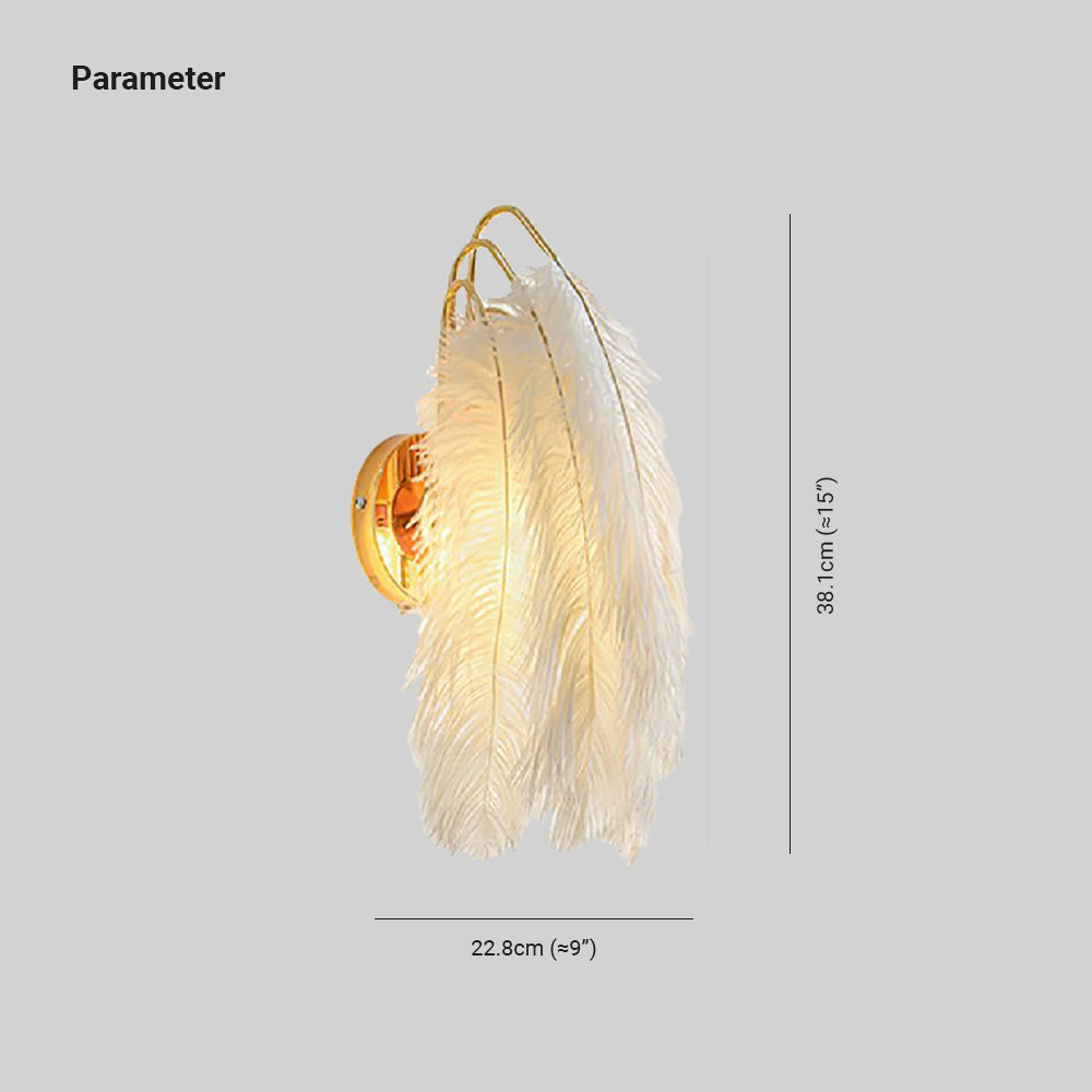 O'Moore Wall Lamp Modern Art Deco Metal/Feather, Gold, Bedroom