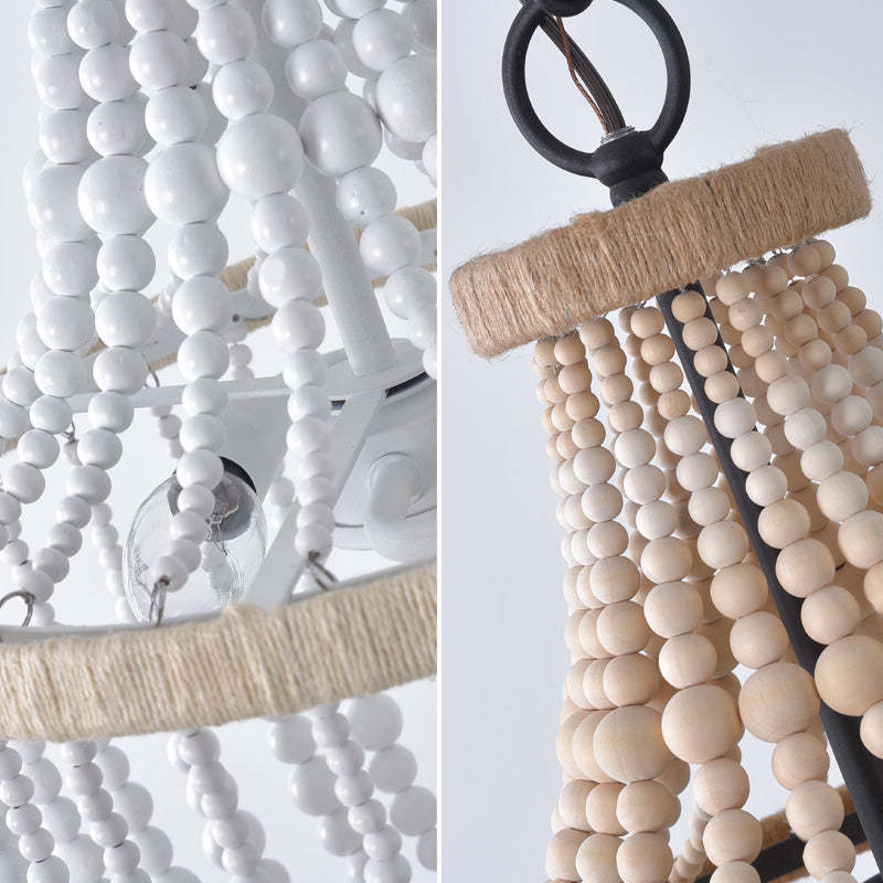 Alessio Lampada a Sospensione LED di Design Bianco Metallo/Legno per Camera da Letto/Soggiorno/Camera dei Bambini.
