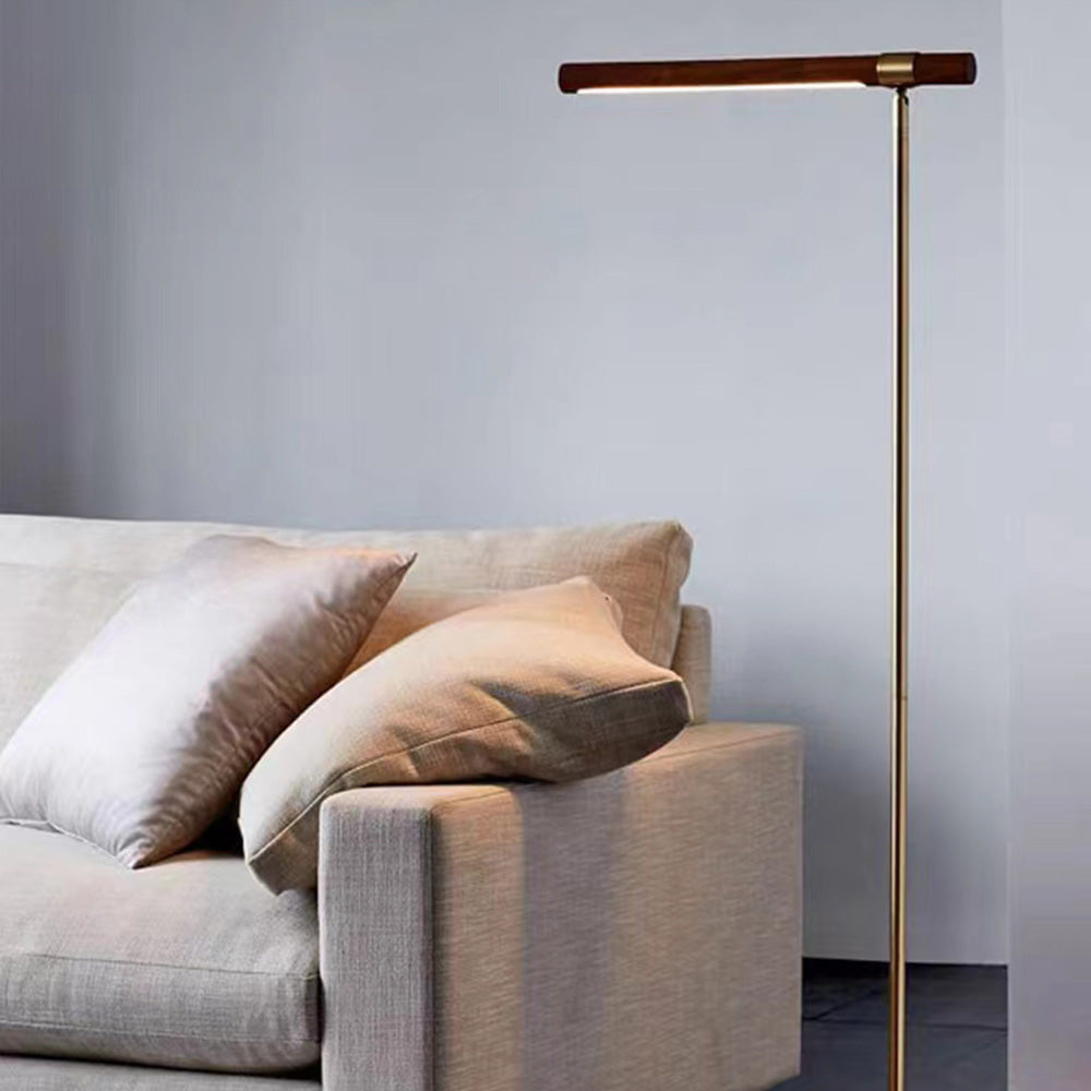 Edge Lampade da Terra Metallo/Legno Oro Lineare Soggiorno Minimalista