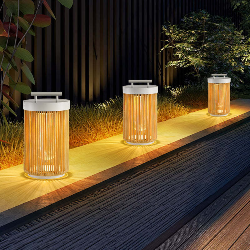 Ritta Lampade da Esterno Metallo Rattan Retro Cavo/Solare/USB Giardino