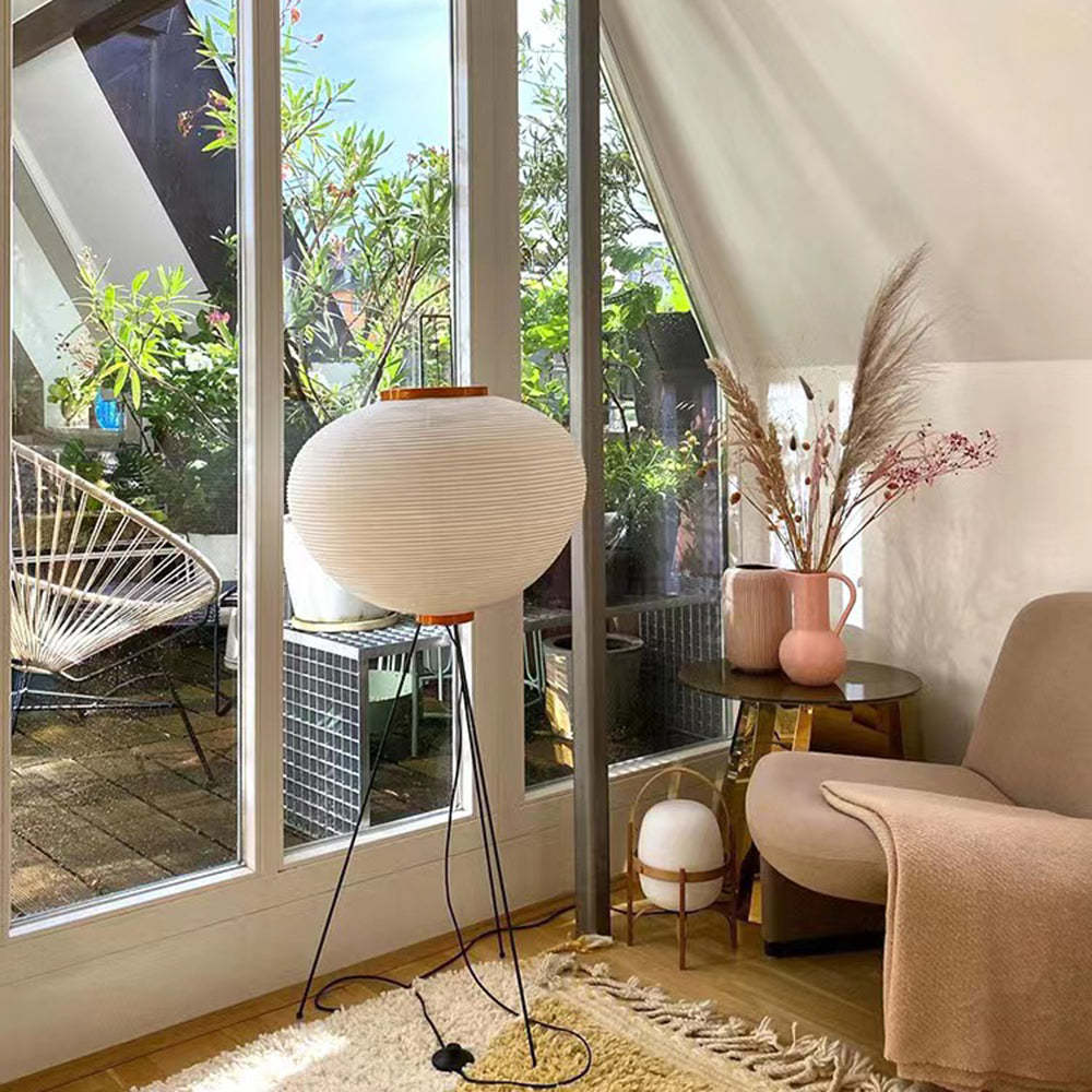 Renée Moderne Minimalista Treppiede Lanterna Carta Lampade da Terra Bianco