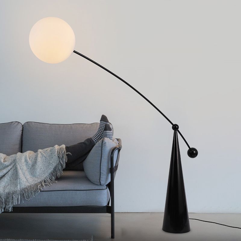 Valentina Moderne Design LED Lampade da Terra Bolla Arco Smerigliato Vetro Soggiorno