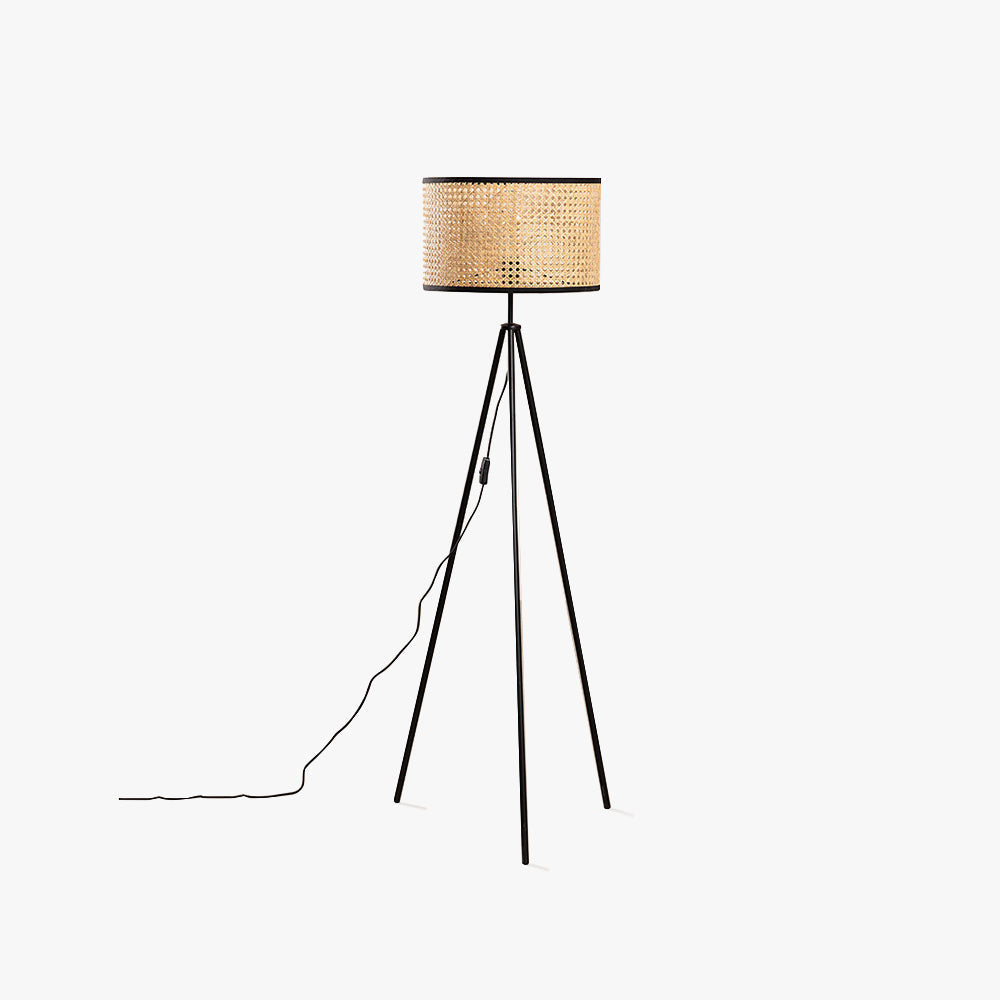 Ritta Naturale LED Lampada da Terra Treppiede Rattan Tessitura Sala Studio/Soggiorno/Camera da Letto