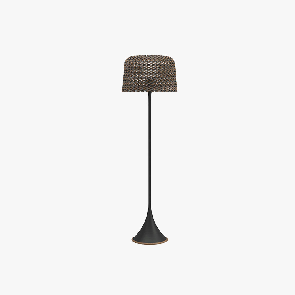 Ritta Moderno LED Impermeabile Esterni Lampada da Terra Rattan Metallo Corridoio/Giardino