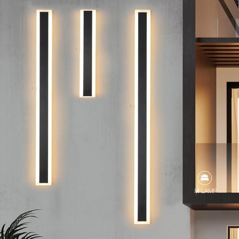 Edge LED Applique da Esterni Metallo Nero Lineare Impermeabile Corridoio/Giardino