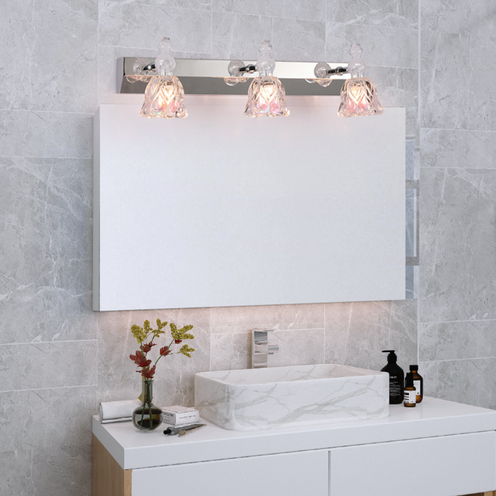 Félicie Design LED Applique Specchio Bellissimo Fiore Vanità Rosa Metallo/Vetro Bagno