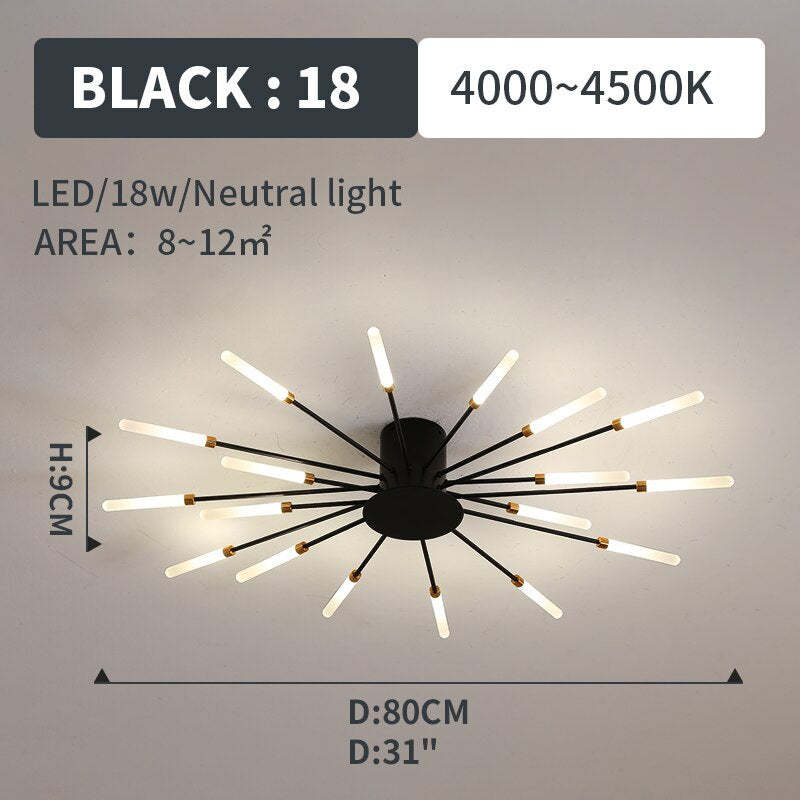 Lowry Moderni LED Montaggio Incasso Plafoniere Fuochi Artificiali Nere/Ore Soggiorno/Camera da Letto