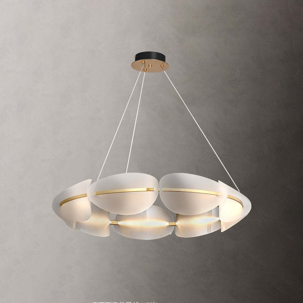 Bella Lampada a Sospensione Metallo Bianco Anello Moderna