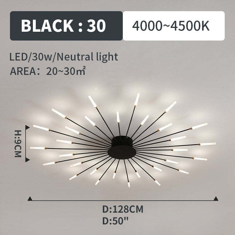 Lowry Moderni LED Montaggio Incasso Plafoniere Fuochi Artificiali Nere/Ore Soggiorno/Camera da Letto