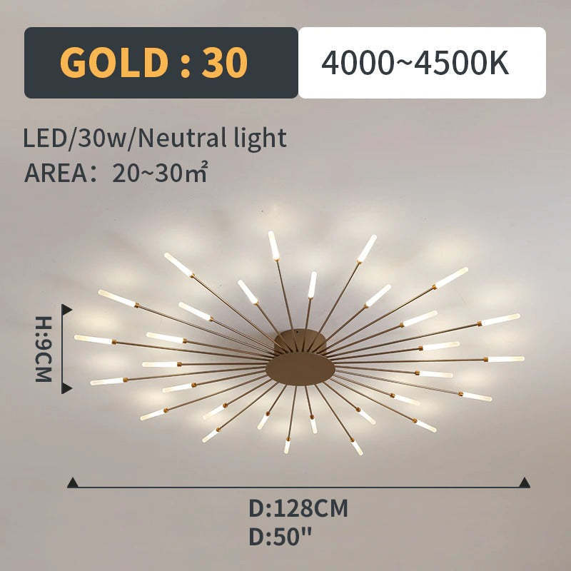 Lowry Moderni LED Montaggio Incasso Plafoniere Fuochi Artificiali Nere/Ore Soggiorno/Camera da Letto