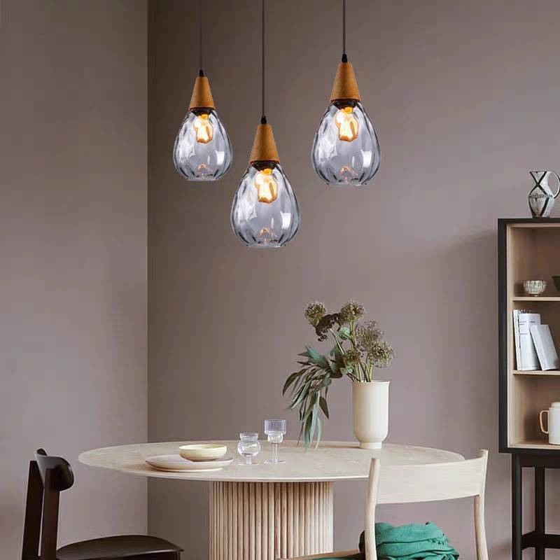 Avi Vintage Teardrop Lampada a Sospensione Vetro/Legno