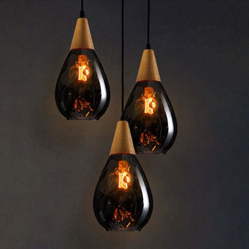 Avi Vintage Teardrop Lampada a Sospensione Vetro/Legno