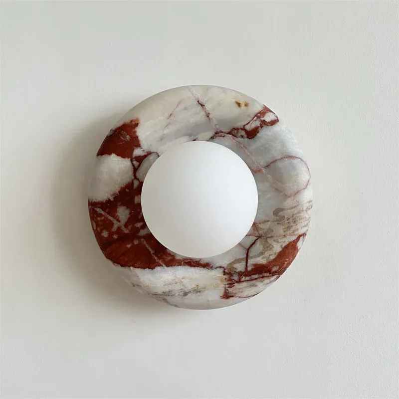Elif Modern Round Marble Wall Light Shades Bedroom Living Room