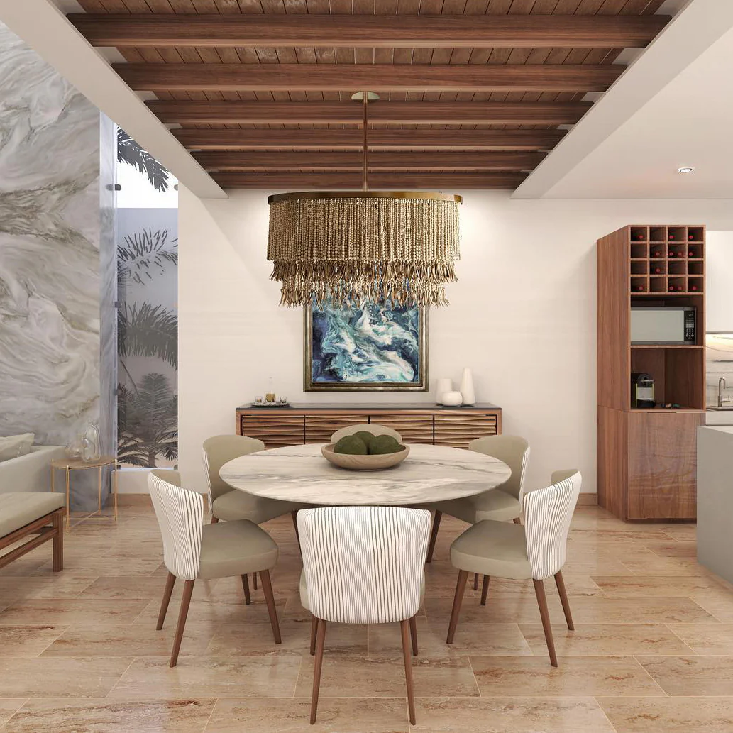 Marilyn Natural Wood Black Pendant Light Dining Room Bedroom