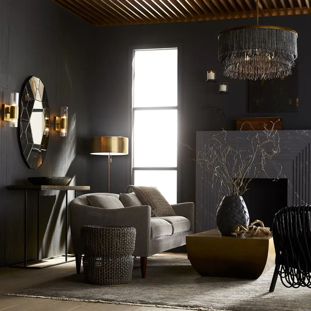 Marilyn Natural Wood Black Pendant Light Dining Room Bedroom