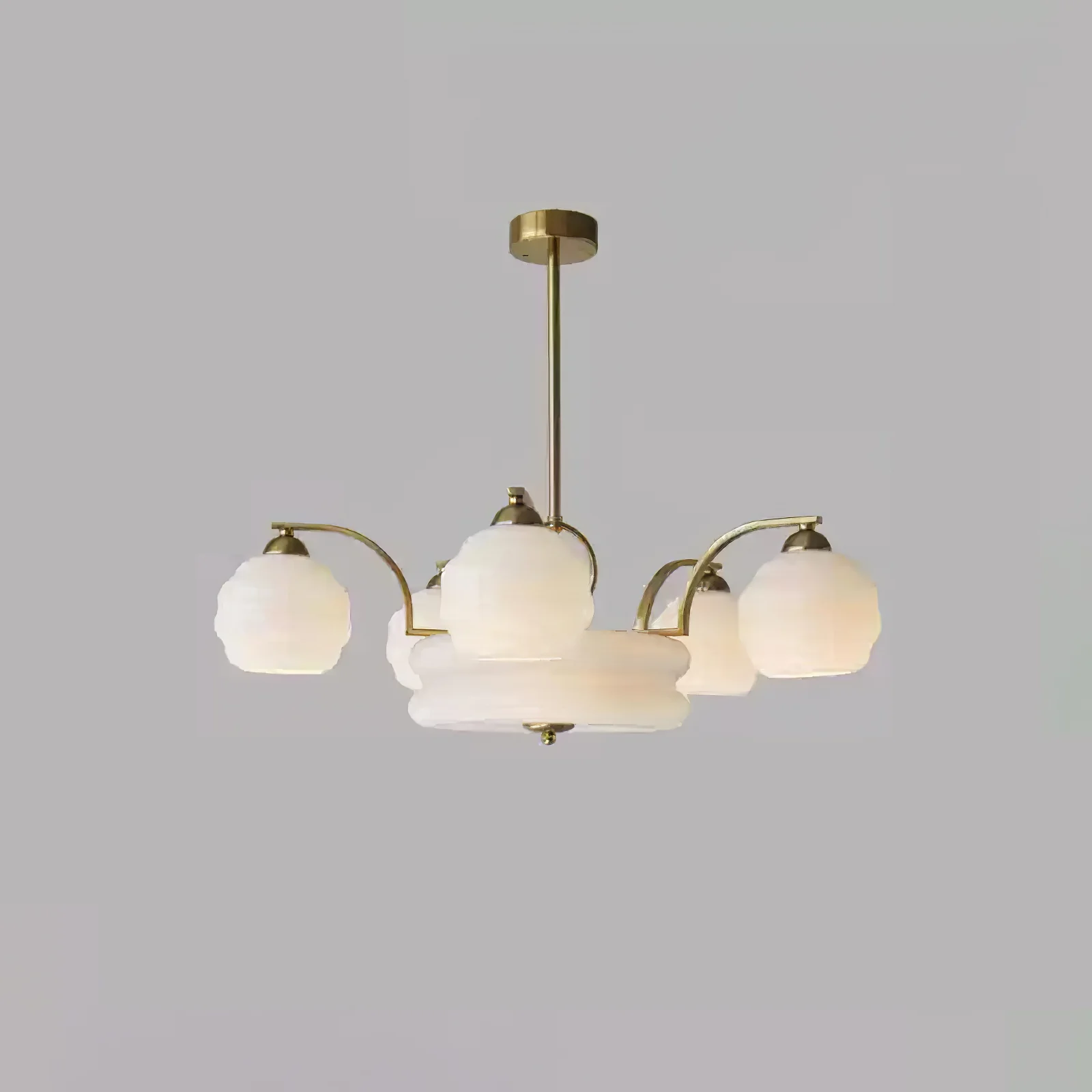 Valentina Vintage Classical Brass Glass Chandelier Living Dining Room
