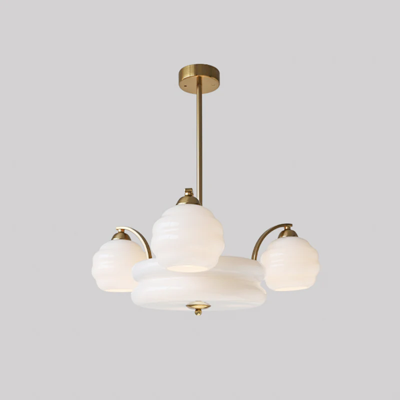 Valentina Vintage Classical Brass Glass Chandelier Living Dining Room