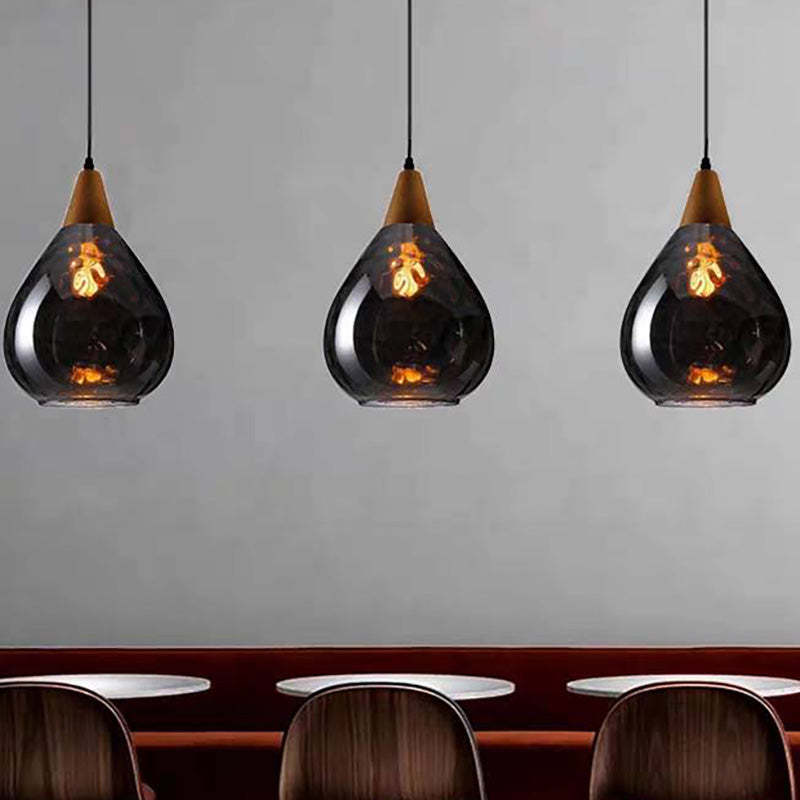 Avi Vintage Teardrop Lampada a Sospensione Vetro/Legno