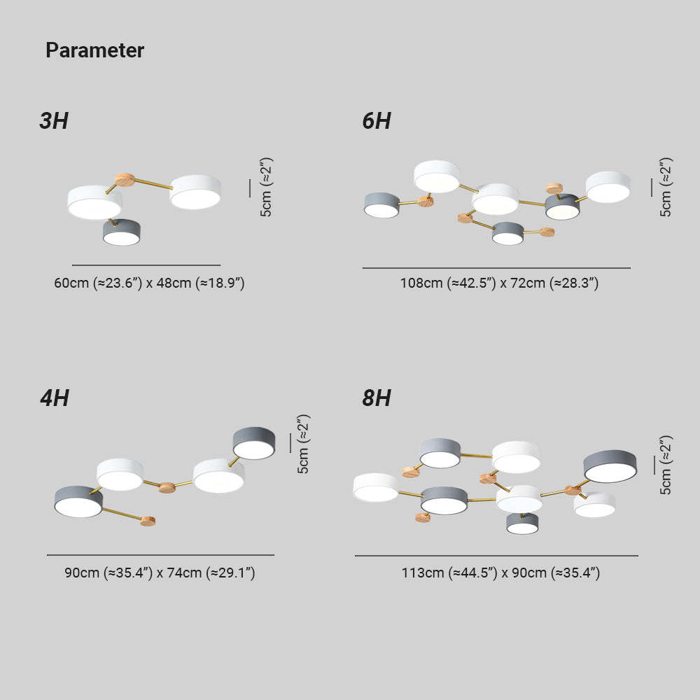 Sienna Moderno Acrilico/Legno Plafoniera Bianco/Grigio/Verde Soggiorno