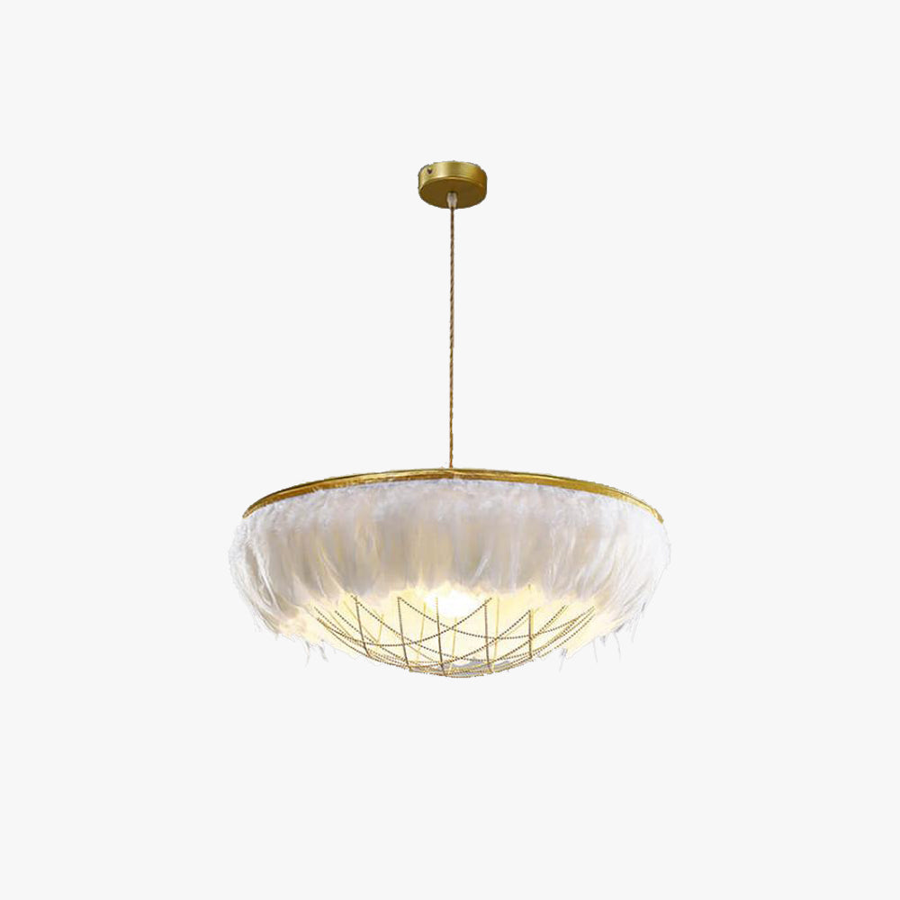 O'Moore Moderno Metallo/Piuma Lux Lampadario Bianco Camera da letto/Soggiorno
