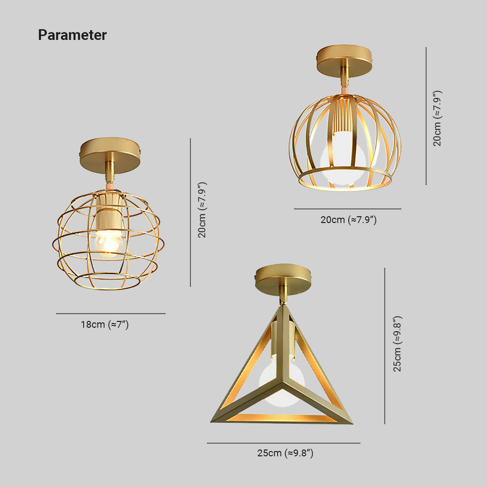 Herbert Semi Art Deco Globe Flush Mount Ceiling Light, Brass