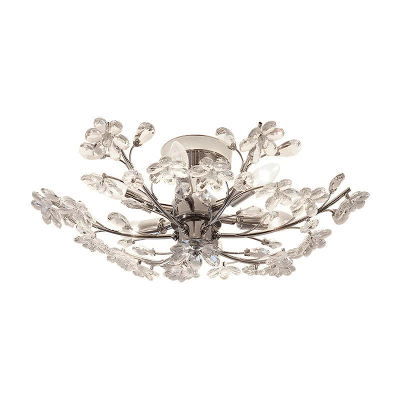 Olivia Plafoniera Moderna a Cristalli Fiore, Cromo