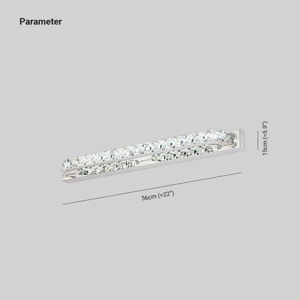 Kristy Moderni Design Rettangolare Impermeabile LED Applique Cristallo Metallo Specchio Bagno
