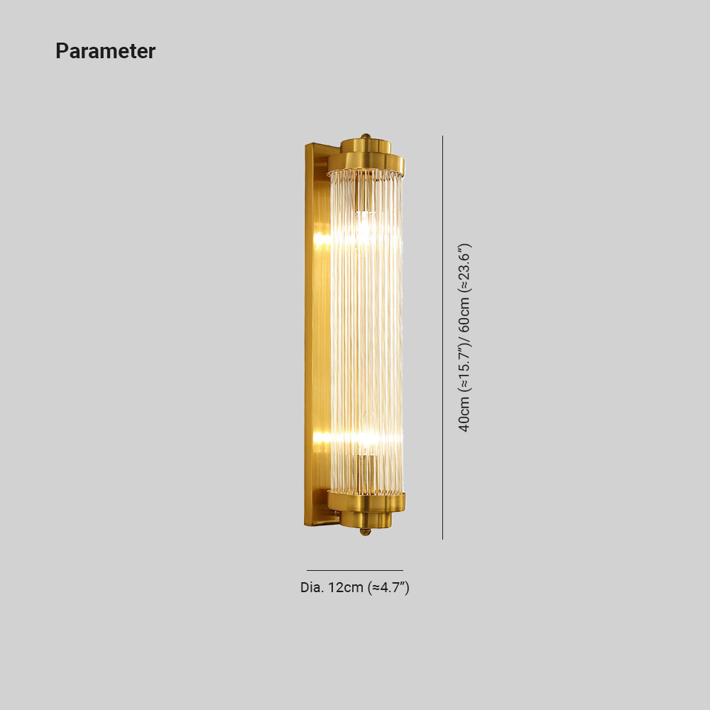 Kristy Moderni LED Applique Cilindro Metallo Cristallo Oro Trasparente Impermeabile Bagno