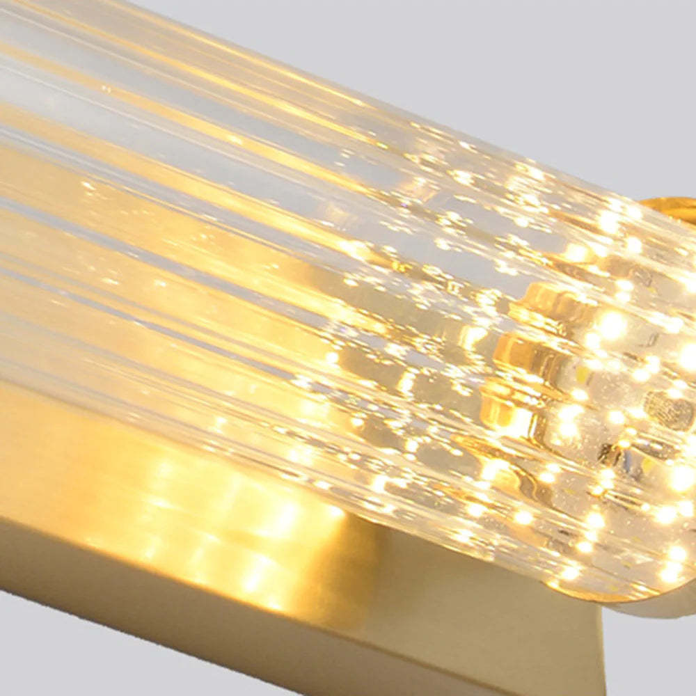 Kristy Moderni LED Applique Cilindro Metallo Cristallo Oro Trasparente Impermeabile Bagno