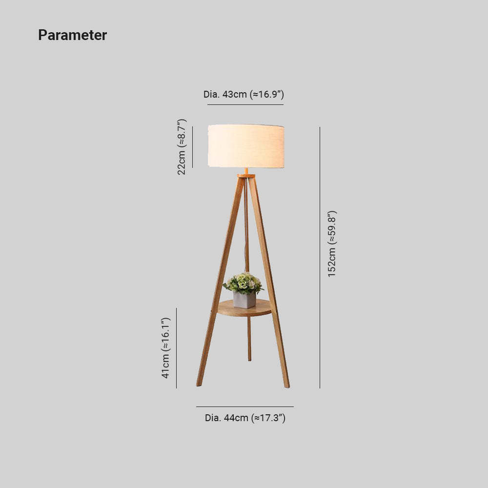 Ozawa Vintage Legno Tessuto Trianglolo Lampade da Terra Soggiorno