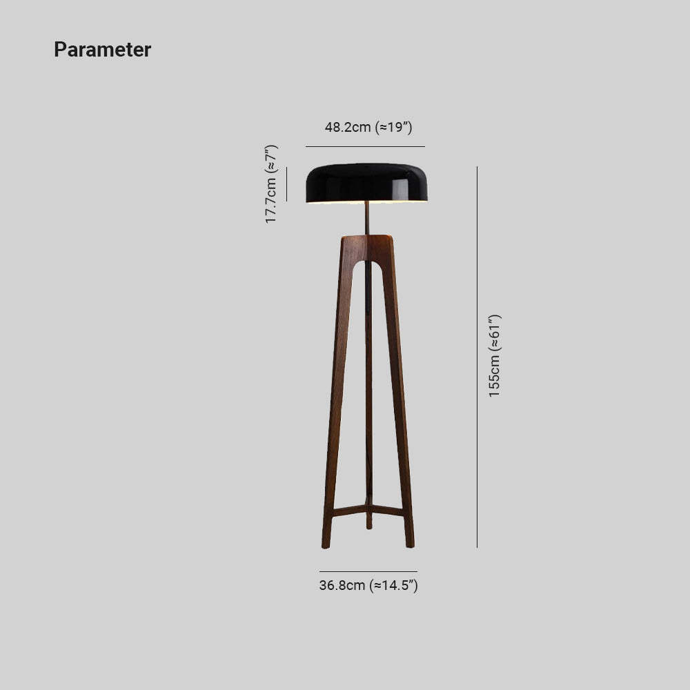 Ozawa Lampade da Terra Moderno Ciotola Treppiede Legno Metallo Nero/Bianco
