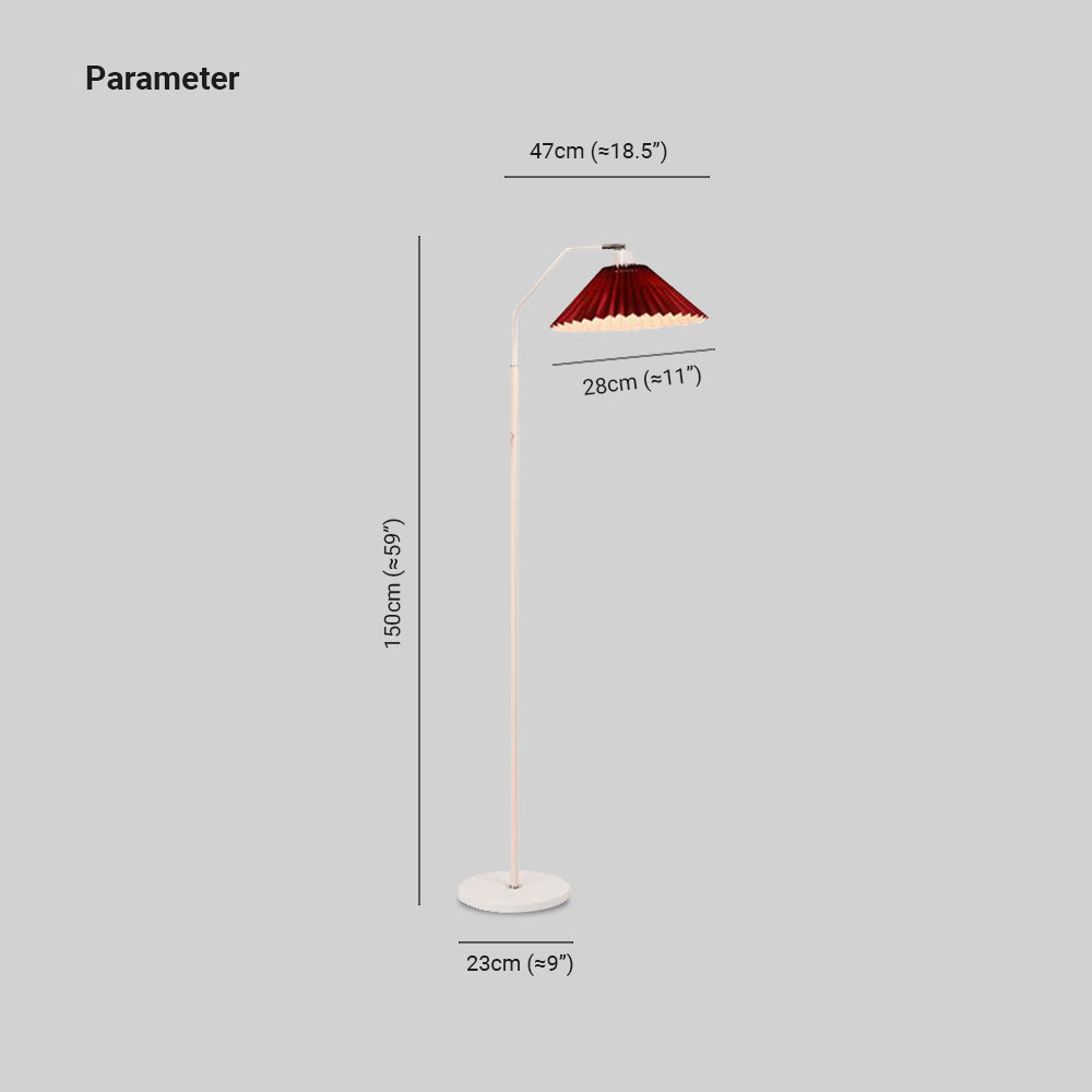 Ozawa Modern Pleated Metal Fabric Floor Lamp,White/Red/Beige/Green