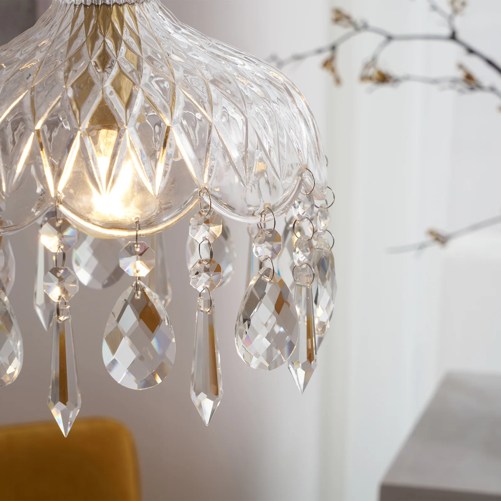 Marilyn Vintage Metal Crystal Glass Pendant Light Bedroom Living Room