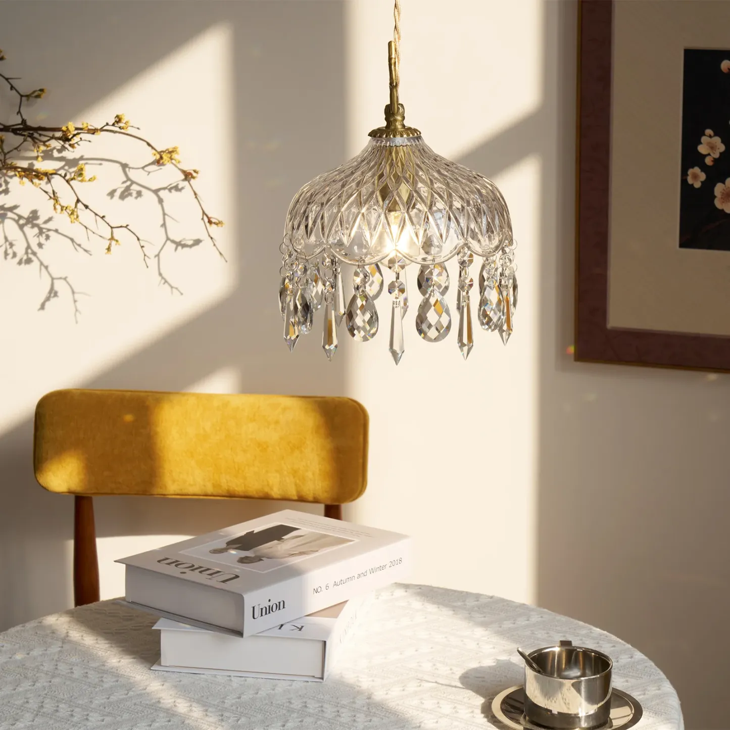 Marilyn Vintage Metal Crystal Glass Pendant Light Bedroom Living Room