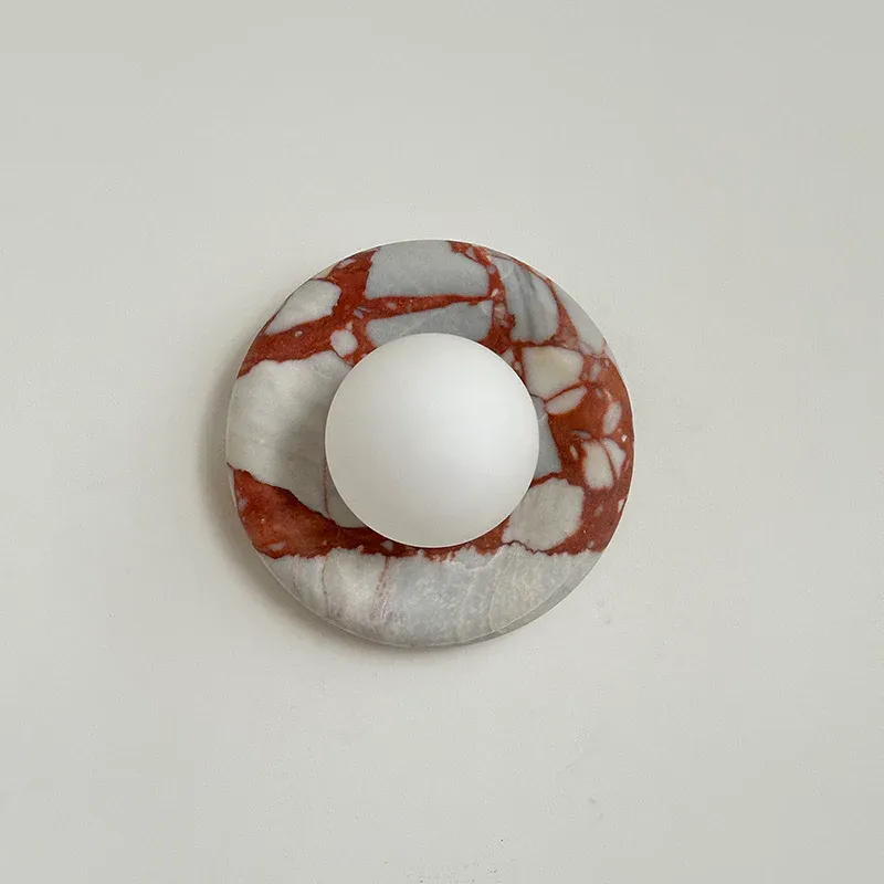 Elif Modern Round Marble Wall Light Shades Bedroom Living Room