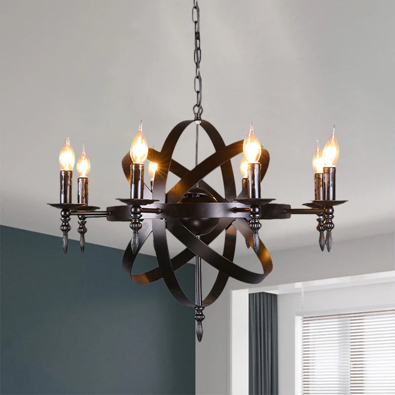 Silva Vintage Metallo/Vetro Lux Lampadario Nero Soggiorno/Sala da Pranzo