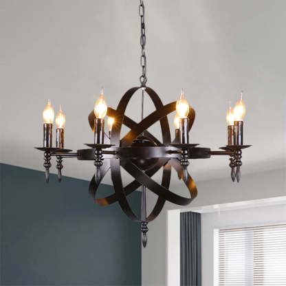Silva Vintage Metallo/Vetro Lux Lampadario Nero Soggiorno/Sala da Pranzo