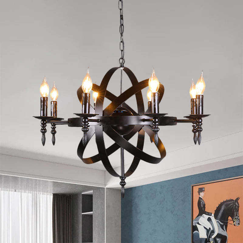 Silva Vintage Metallo/Vetro Lux Lampadario Nero Soggiorno/Sala da Pranzo