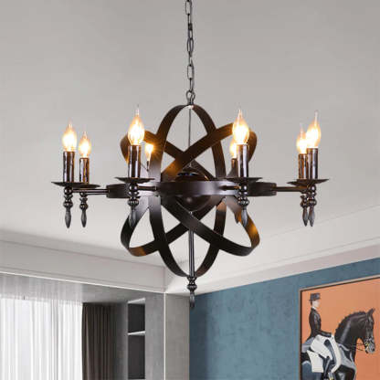 Silva Vintage Metallo/Vetro Lux Lampadario Nero Soggiorno/Sala da Pranzo