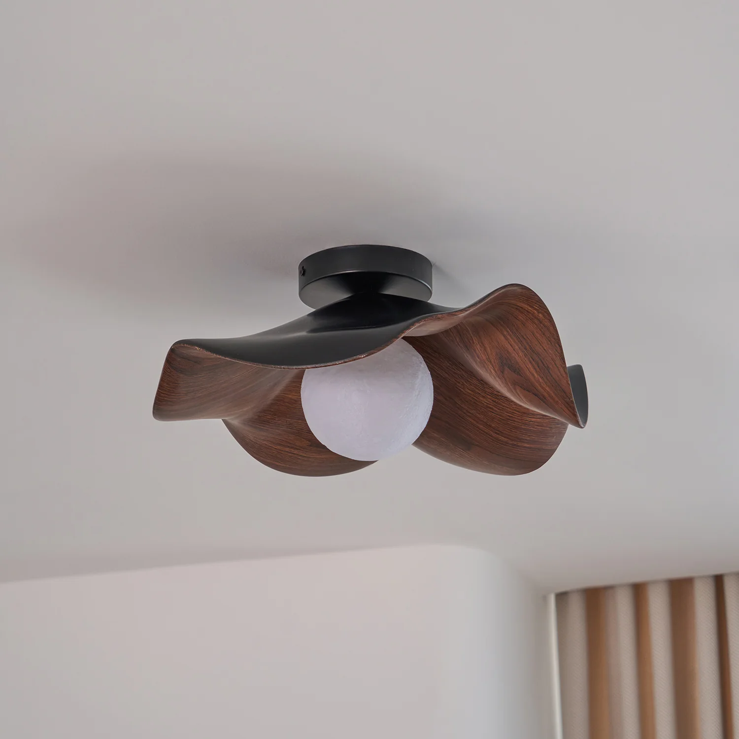 Carins Modern Unusual White Wood Ceiling Light Bedroom Dining Room