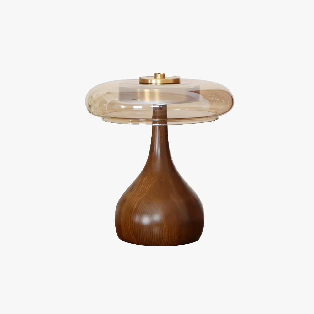 Ozawa Vintage Glass Wood Brass Table Lamp Bedroom Dining Room