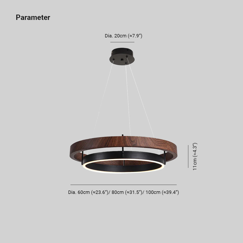Muto Modern Round Metal Wood Chandelier Dining Living Room Bedroom