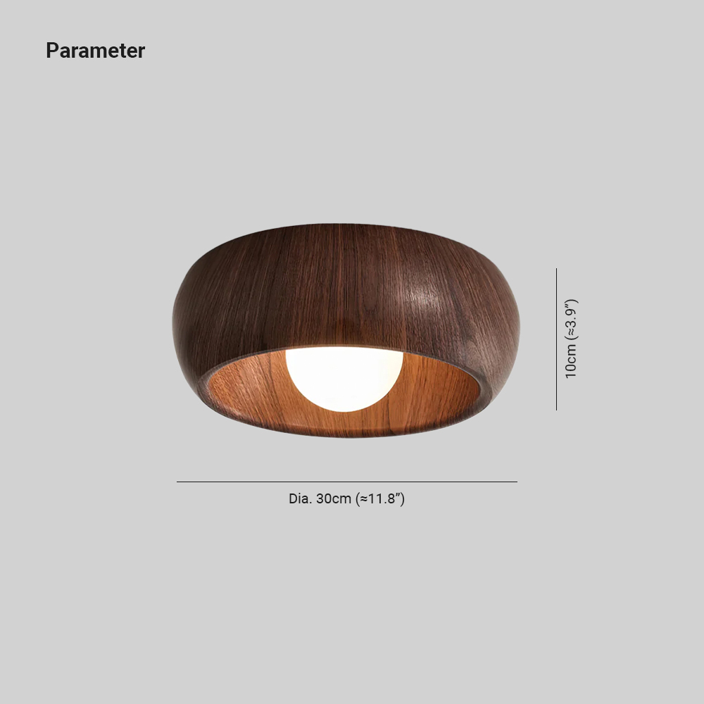 Muto Modern Round Wood Ceiling Light Dimensions