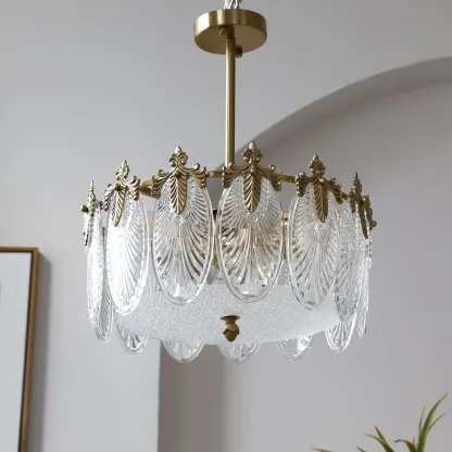 Alessio Vintage Luxury Glass Round Chandelier Living Dining Room